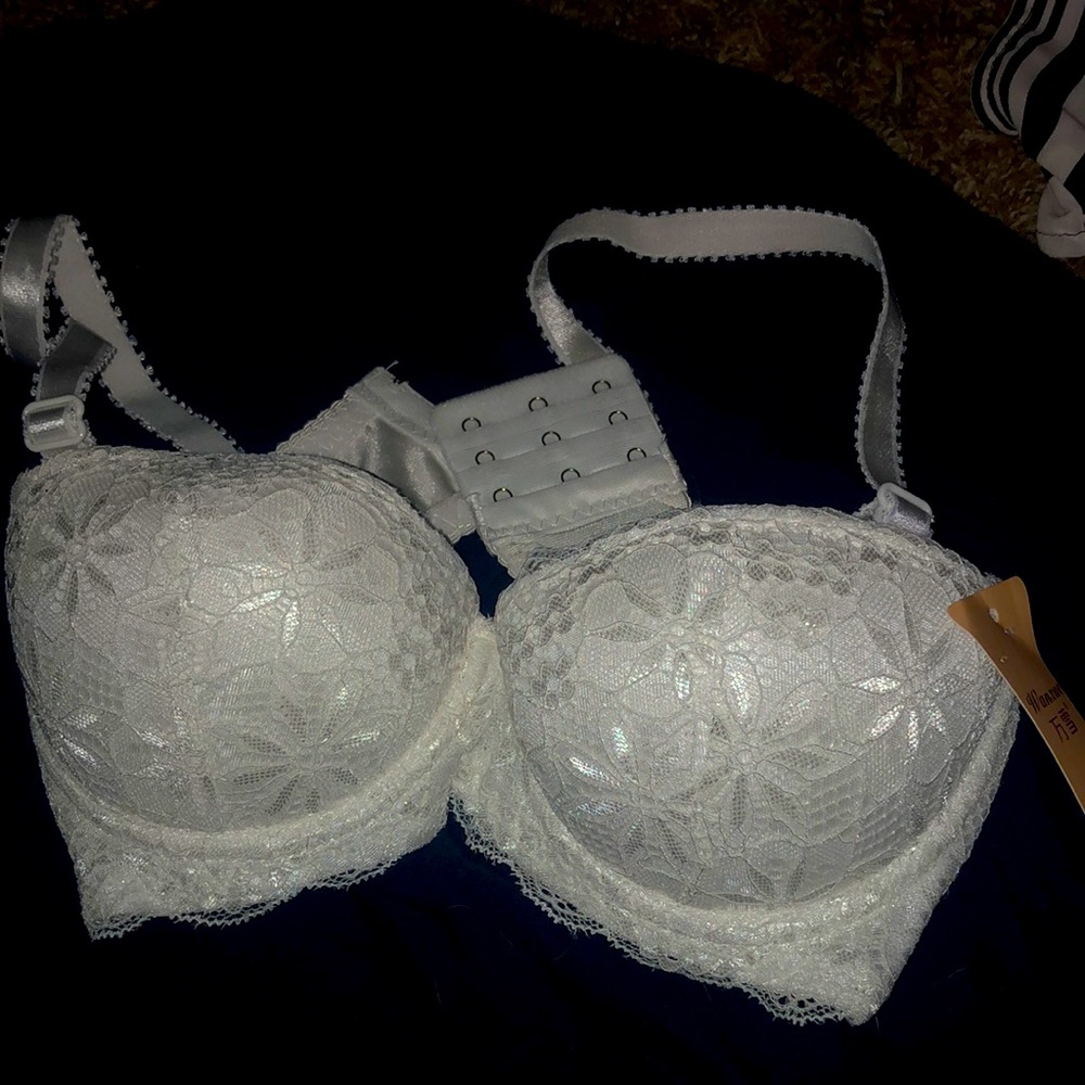 Beautiful silk white lace push up bra